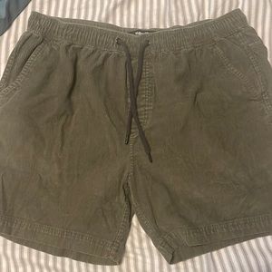 Green cord volley shorts